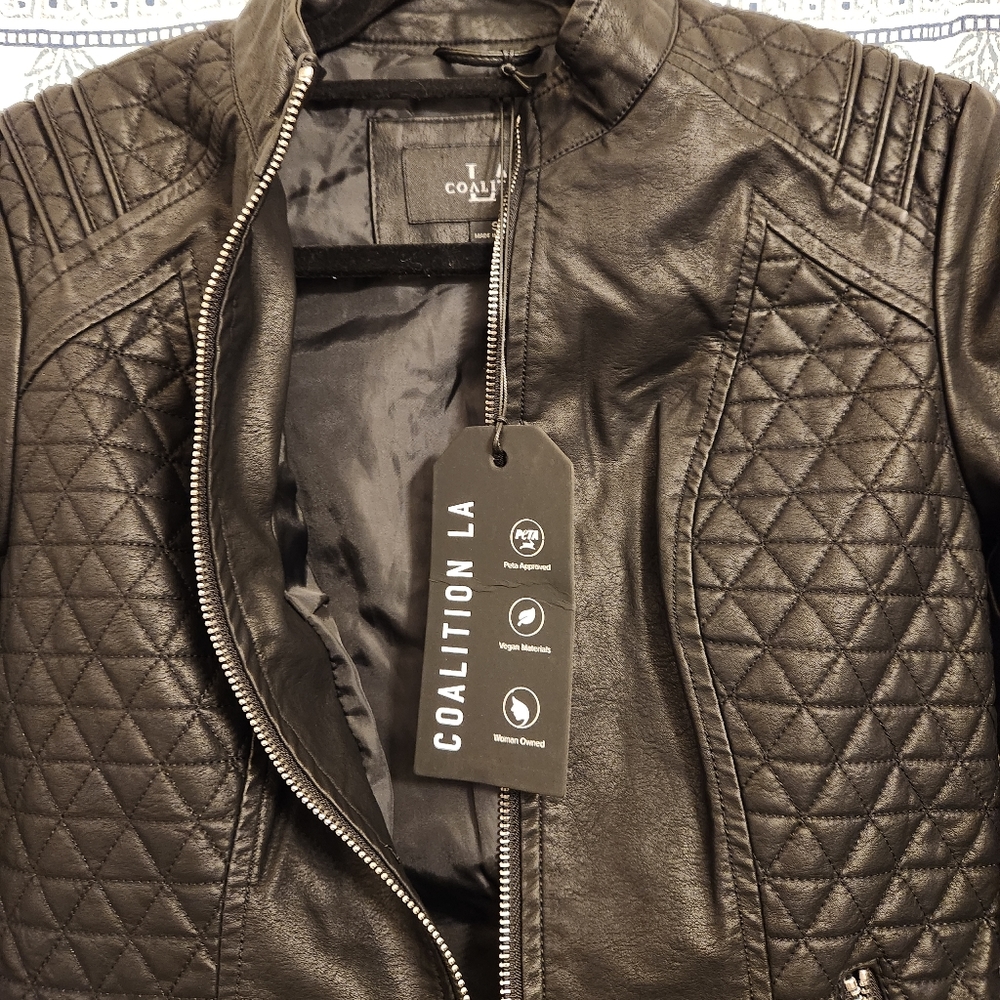 NWT Coalition LA Women's Faux Leather Moto Jacket